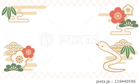 巳年のお正月フレームイラスト素材 巳年のお正月フレームイラスト素材 119440598