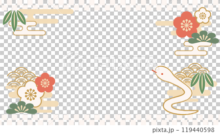 巳年のお正月フレームイラスト素材 巳年のお正月フレームイラスト素材 119440598