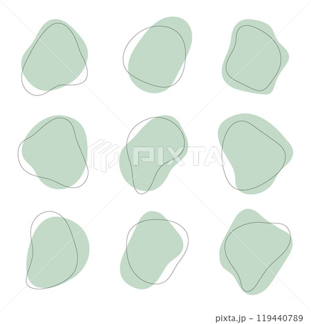 Green Abstract Shapes. Pastel green abstract spots create a calm and natural atmosphere. Green Abstract Shapes. Pastel green abstract spots create a calm and natural atmosphere. 119440789