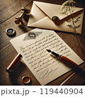 優雅な手書きの手紙とクラシックな筆記用具 119440904