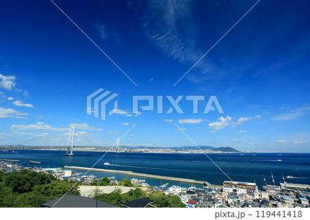 淡路島　岩屋の風景　明石海峡大橋　兵庫県 119441418