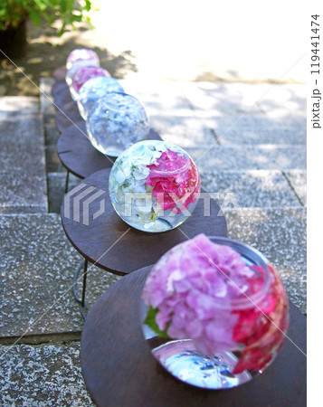 般若寺の紫陽花ガラスボール 119441474