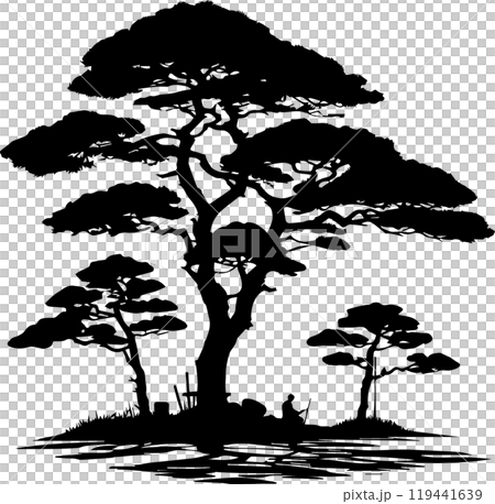 wooden silhouette transparent background 119441639