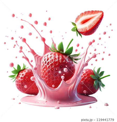 strawberry in splashing  milk 119441779