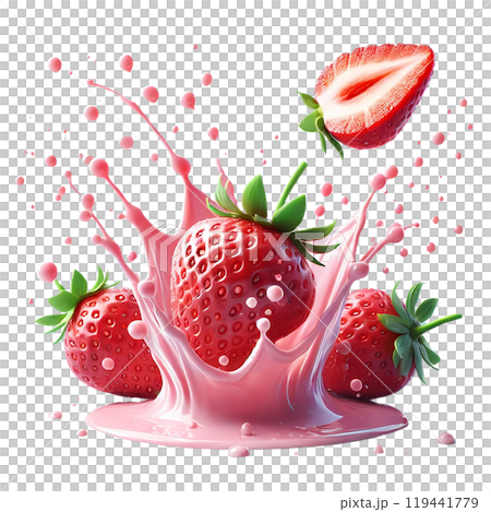 strawberry in splashing  milk 119441779