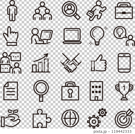 Business icon pictogram line drawing decoration simple illustration material set Business icon pictogram line drawing decoration simple illustration material set 119442333
