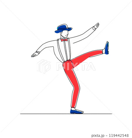 コミカルなポーズをする男性の手描き線画イラスト 白背景の切り抜き コミカルなポーズをする男性の手描き線画イラスト 白背景の切り抜き 119442548