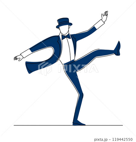 コミカルなポーズをする男性の手描き線画イラスト 白背景の切り抜き コミカルなポーズをする男性の手描き線画イラスト 白背景の切り抜き 119442550
