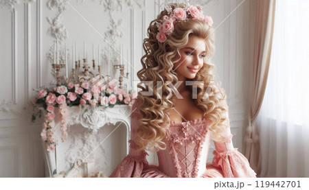 ドレスを着て微笑む女性 ドレスを着て微笑む女性 119442701