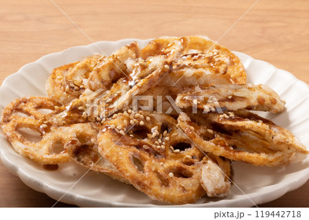 ごぼうと蓮根の甘だれ揚げ 119442718