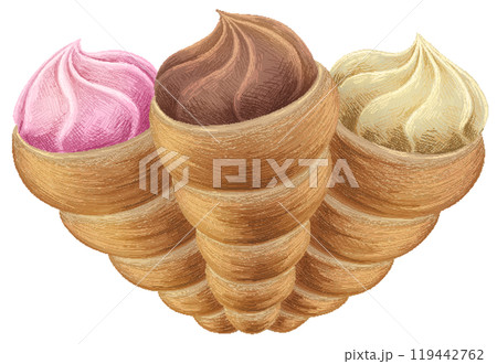 Cream horn in pixel art style Cream horn in pixel art style 119442762