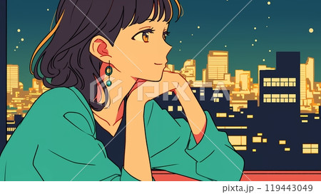 窓辺で頬杖をつくアニメ風の女の子 AI生成画像 窓辺で頬杖をつくアニメ風の女の子 AI生成画像 119443049