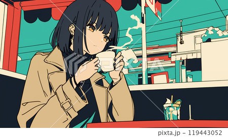 窓辺で頬杖をつくアニメ風の女の子 AI生成画像 窓辺で頬杖をつくアニメ風の女の子 AI生成画像 119443052