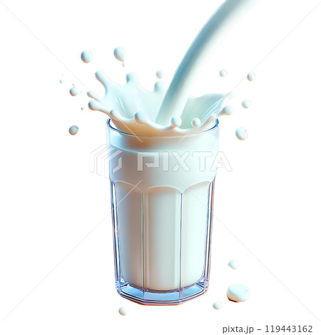 glass of milk with splash 119443162