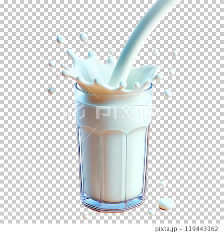 glass of milk with splash 119443162