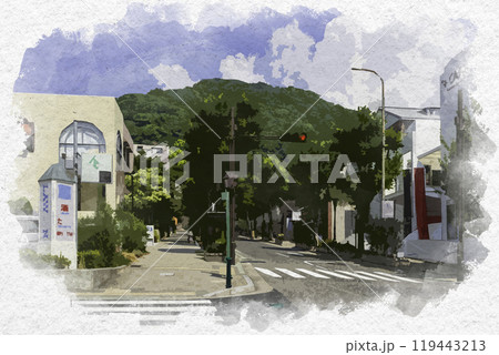 水彩画風　神戸　北野坂　兵庫県神戸市 119443213