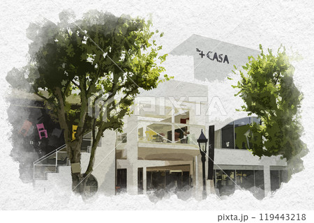 水彩画風 神戸 北野坂 兵庫県神戸市 水彩画風 神戸 北野坂 兵庫県神戸市 119443218