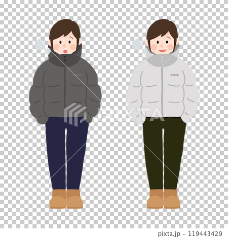 Woman wearing down jacket Winter fashion Woman wearing down jacket Winter fashion 119443429