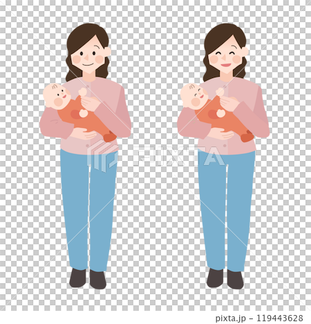 Mother holding a baby Hand-drawn vector illustration 119443628