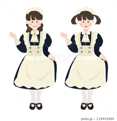 メイド服の女性 コスプレ 手描きベクターイラスト メイド服の女性 コスプレ 手描きベクターイラスト 119443684