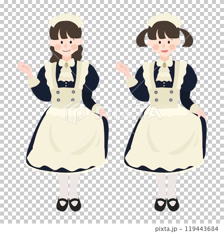 メイド服の女性 コスプレ 手描きベクターイラスト メイド服の女性 コスプレ 手描きベクターイラスト 119443684