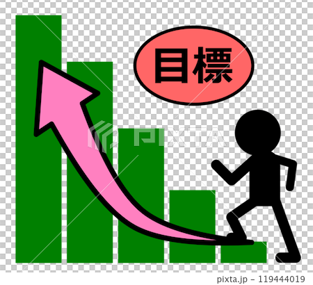 努力實現目標的人和不斷增長的圖表的插圖 努力實現目標的人和不斷增長的圖表的插圖 119444019
