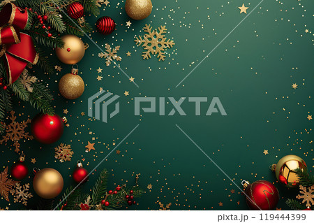 Christmas greeting card with bright winter holiday composition and New Year background 119444399