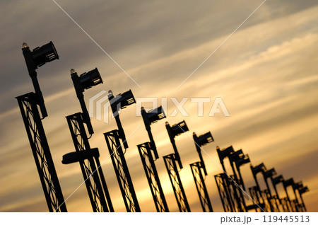 Airport lights and sunset 119445513