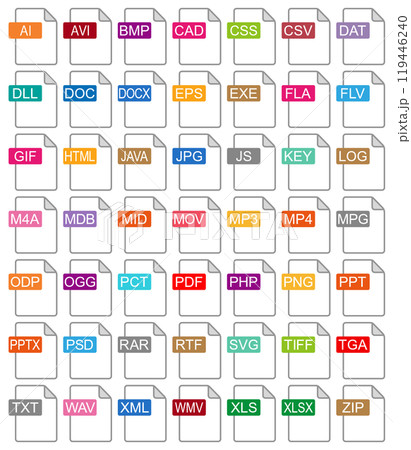 色々な形式のファイルのアイコンセット 119446240