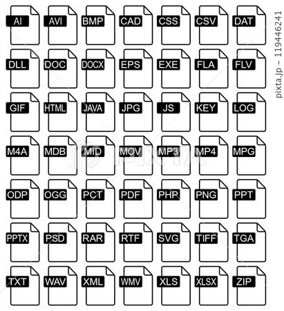 色々な形式のファイルのアイコンセット 119446241