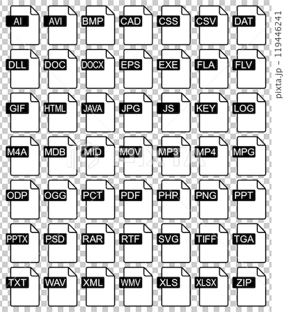 Icon set of various file formats Icon set of various file formats 119446241