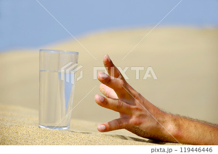Hand reaching for water. Hand reaching for water. 119446446
