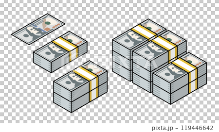 New 100 dollar bills and bill bundle set, with variable line width 119446642