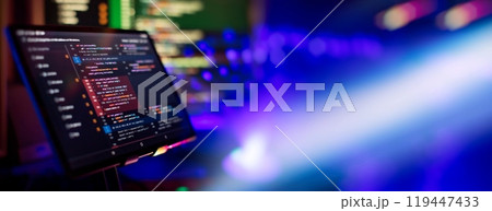 Abstract IT technology background. Software source code. Website programming code 119447433