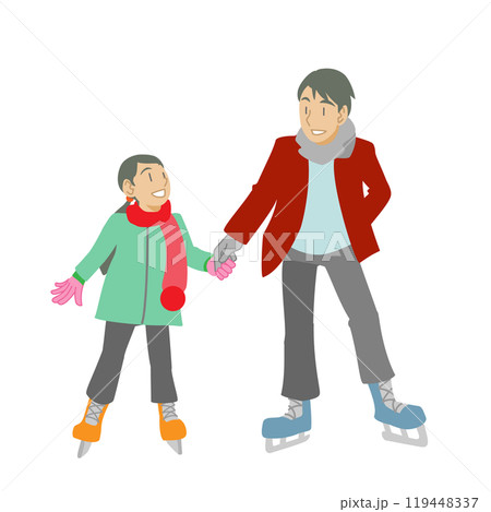 アイススケートを楽しむ親子 アイススケートを楽しむ親子 119448337