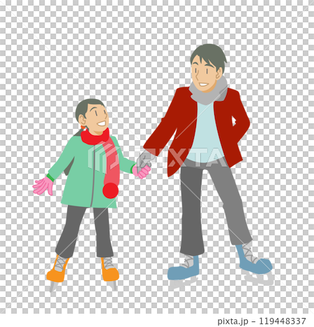 アイススケートを楽しむ親子 アイススケートを楽しむ親子 119448337