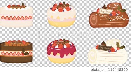 Christmas cake illustration set Christmas cake illustration set 119448390