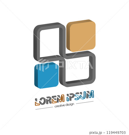 Square 3d template for logo design, website or application. Community logo or corporate sign 119449703