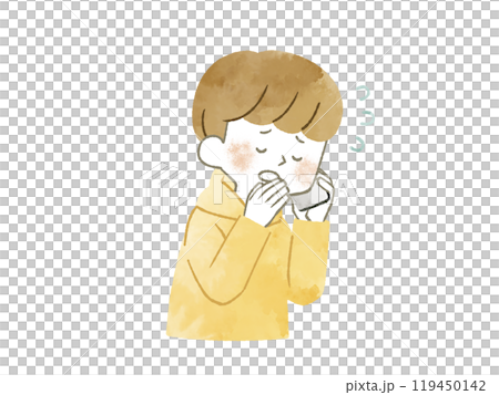 A man apologizing on the phone - watercolor A man apologizing on the phone - watercolor 119450142