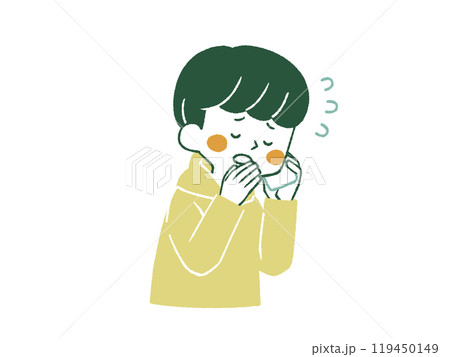 スマホの電話口で謝罪をしている男性-4色 119450149