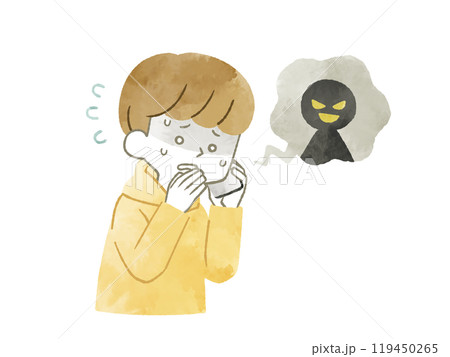 悪意のある電話を受ける男性-水彩 119450265