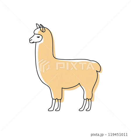 アルパカのラフなタッチな手描きイラスト 白背景の切り抜き アルパカのラフなタッチな手描きイラスト 白背景の切り抜き 119451011