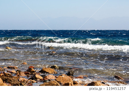 Sea coast in Dahab near Blue Hole diving at the Red Sea, Egypt 119451257