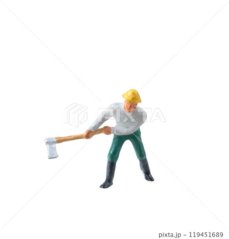 Miniature construction worker isolate on white background with clipping path Miniature construction worker isolate on white background with clipping path 119451689