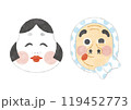 ひょっとこ　おかめ　福笑い　お面　イラストセット 119452773