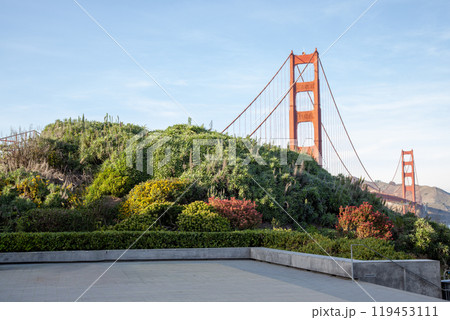 View of famous landmark the Golden Gate Bridge . San Francisco, California, USA View of famous landmark the Golden Gate Bridge . San Francisco, California, USA 119453111