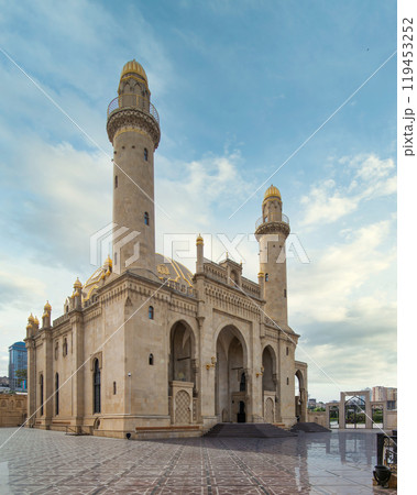 Elegant Taza Pir Mosque in Baku Azerbaijan During the morning 119453252