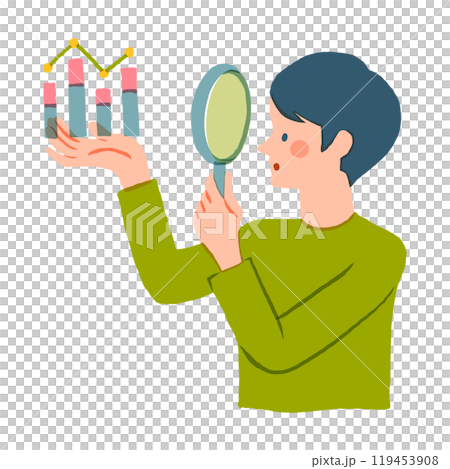一個人用放大鏡分析資料的插圖 119453908