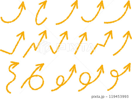 クレヨン風手描きの矢印イラスト1の4 クレヨン風手描きの矢印イラスト1の4 119453993