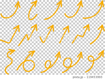 クレヨン風手描きの矢印イラスト1の4 クレヨン風手描きの矢印イラスト1の4 119453993